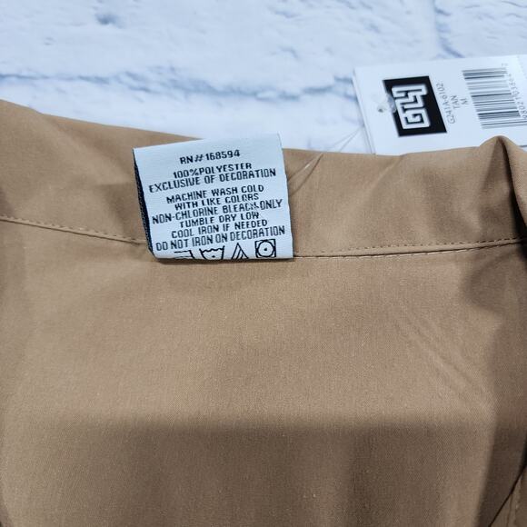 GTL4 MENS SIZE M Tan Button Front Short Sleeve Mesh Zip Pocket Military - Picture 7 of 10